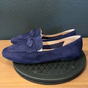 Cole Haan Women’s Evening Blue Suede York Bow Loafer Flats Size 7.5 B
